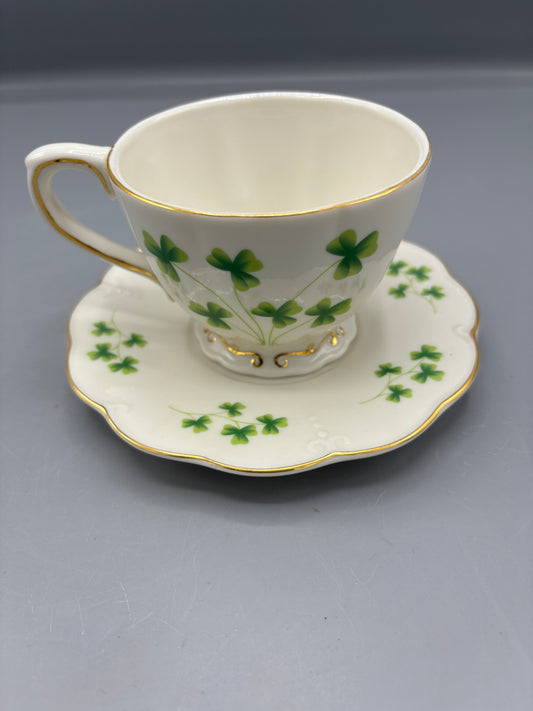 Shamrock Themed Cup & Saucer Set