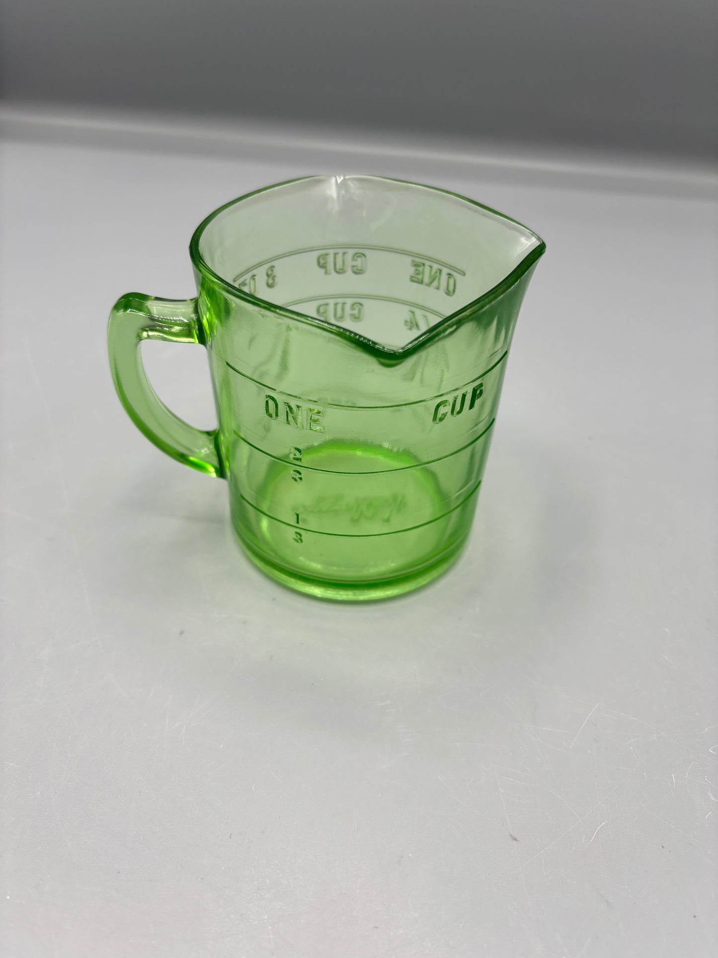 Vintage Uranium Glass Measuring Cup