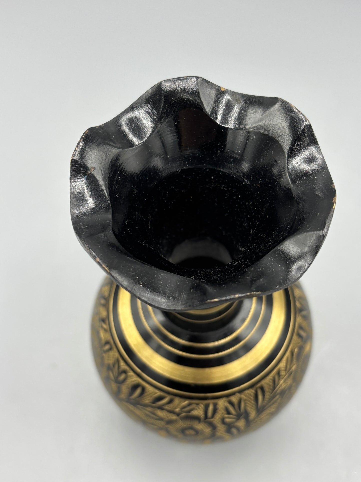 Vintage Black & Gold brass vase