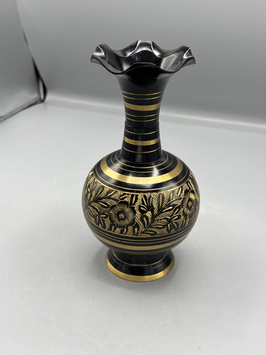 Vintage Black & Gold brass vase