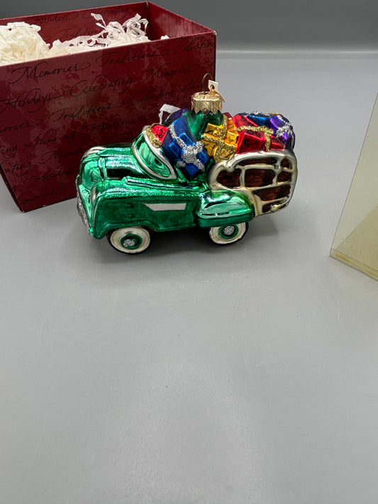Vintage Hallmark blown glass ranch wagon