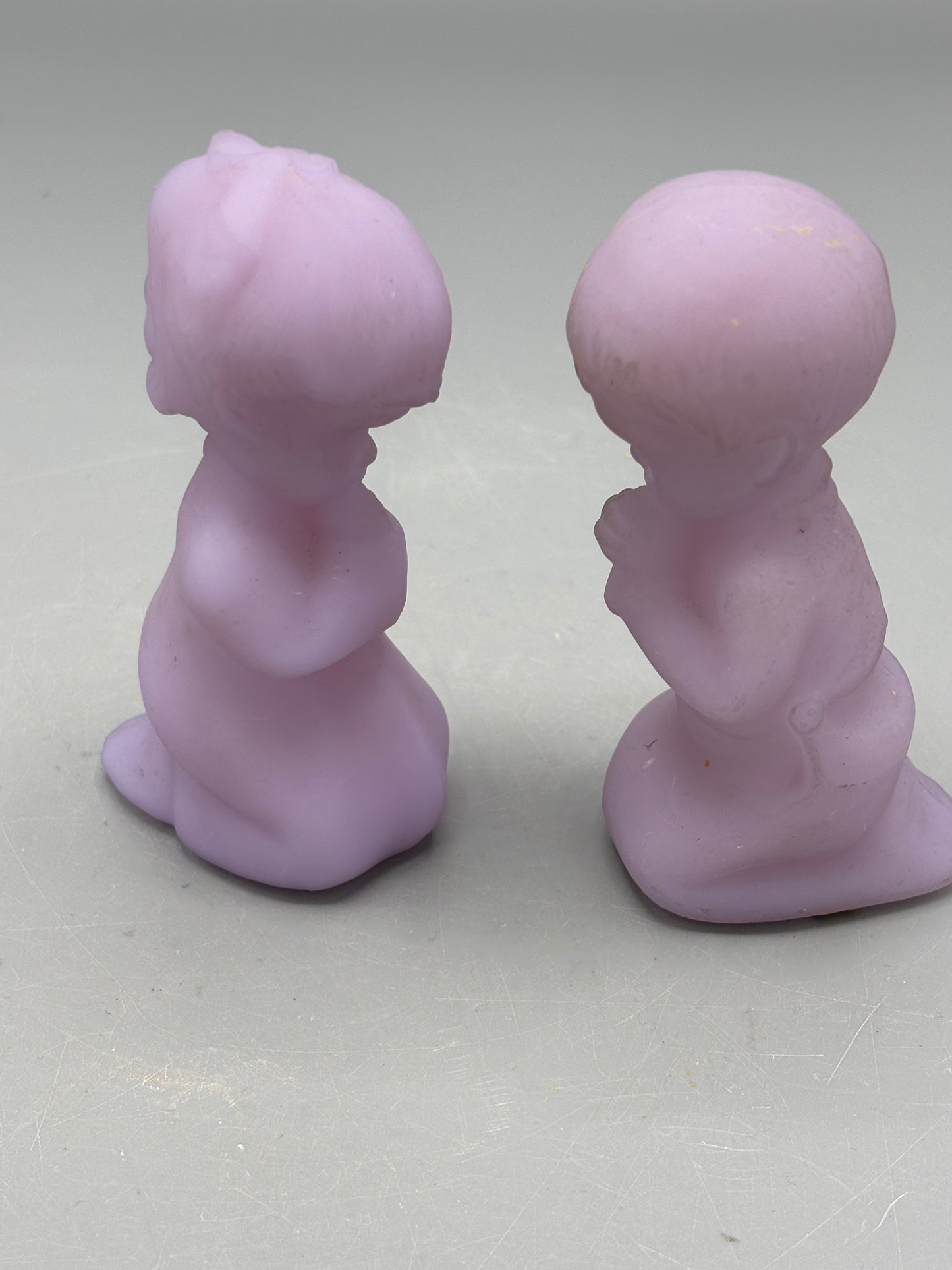 Vintage Fenton Lavender Satin boy & girl figure