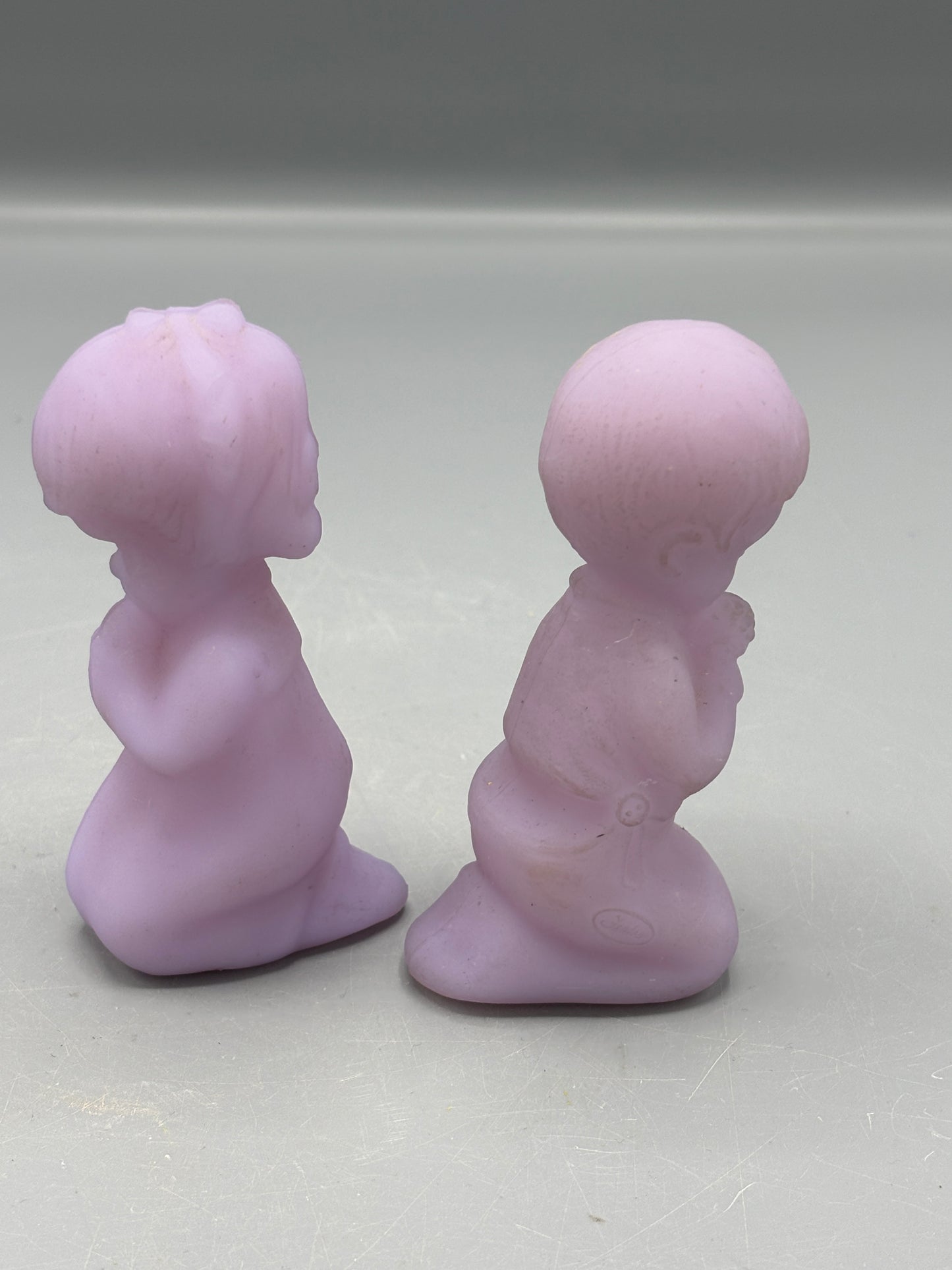 Vintage Fenton Lavender Satin boy & girl figure