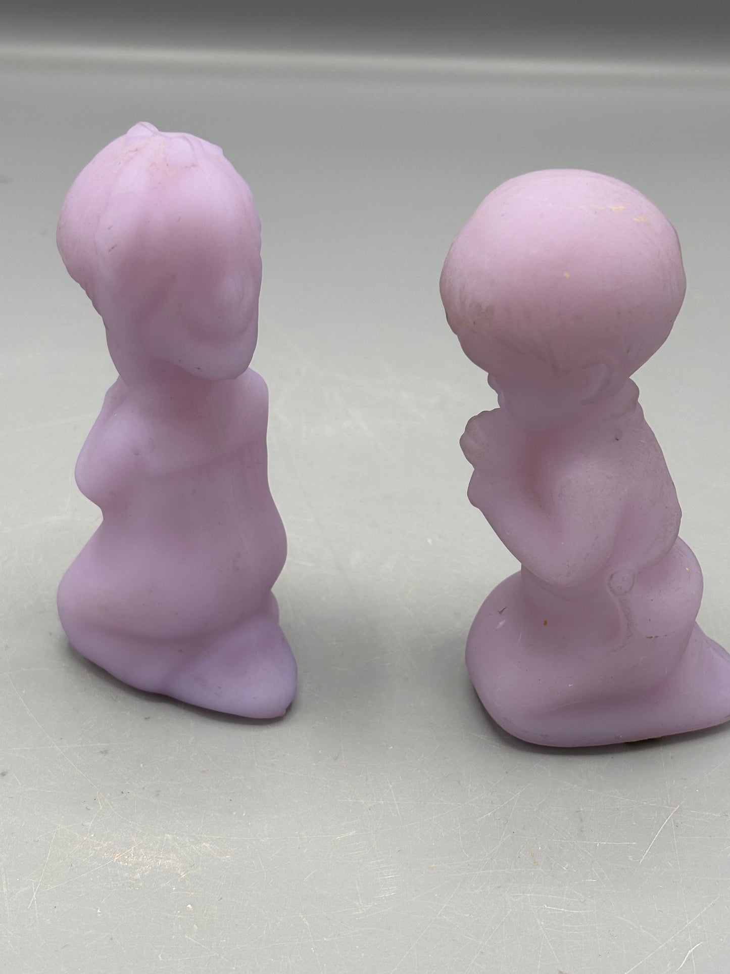 Vintage Fenton Lavender Satin boy & girl figure