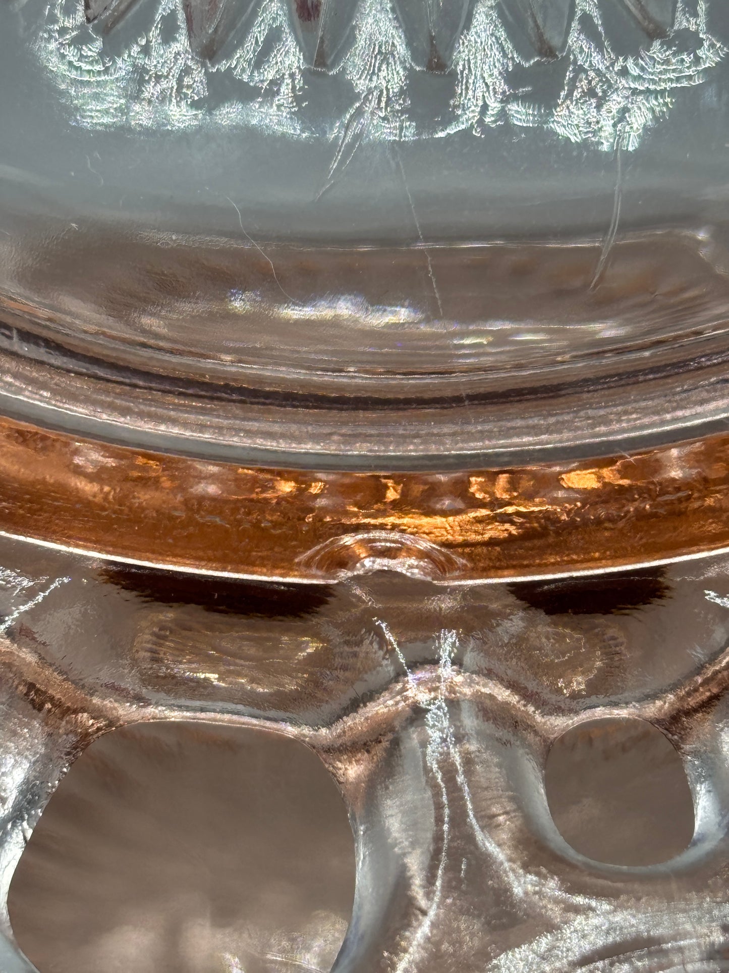 Vintage pink depression glass cookie jar with lid