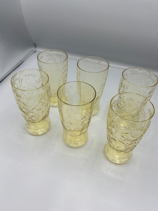 Amber Federal glass Madrid Pattern tumblers
