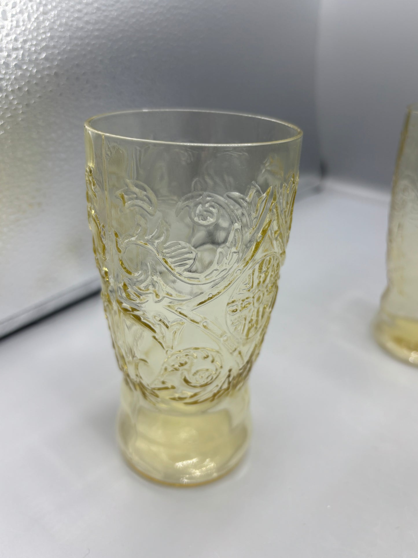 Amber Federal glass Madrid Pattern tumblers