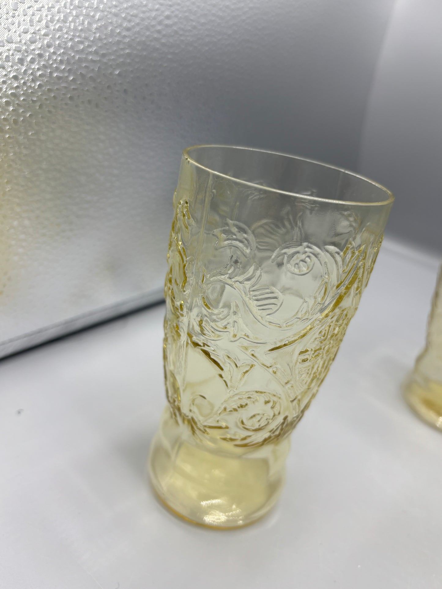 Amber Federal glass Madrid Pattern tumblers