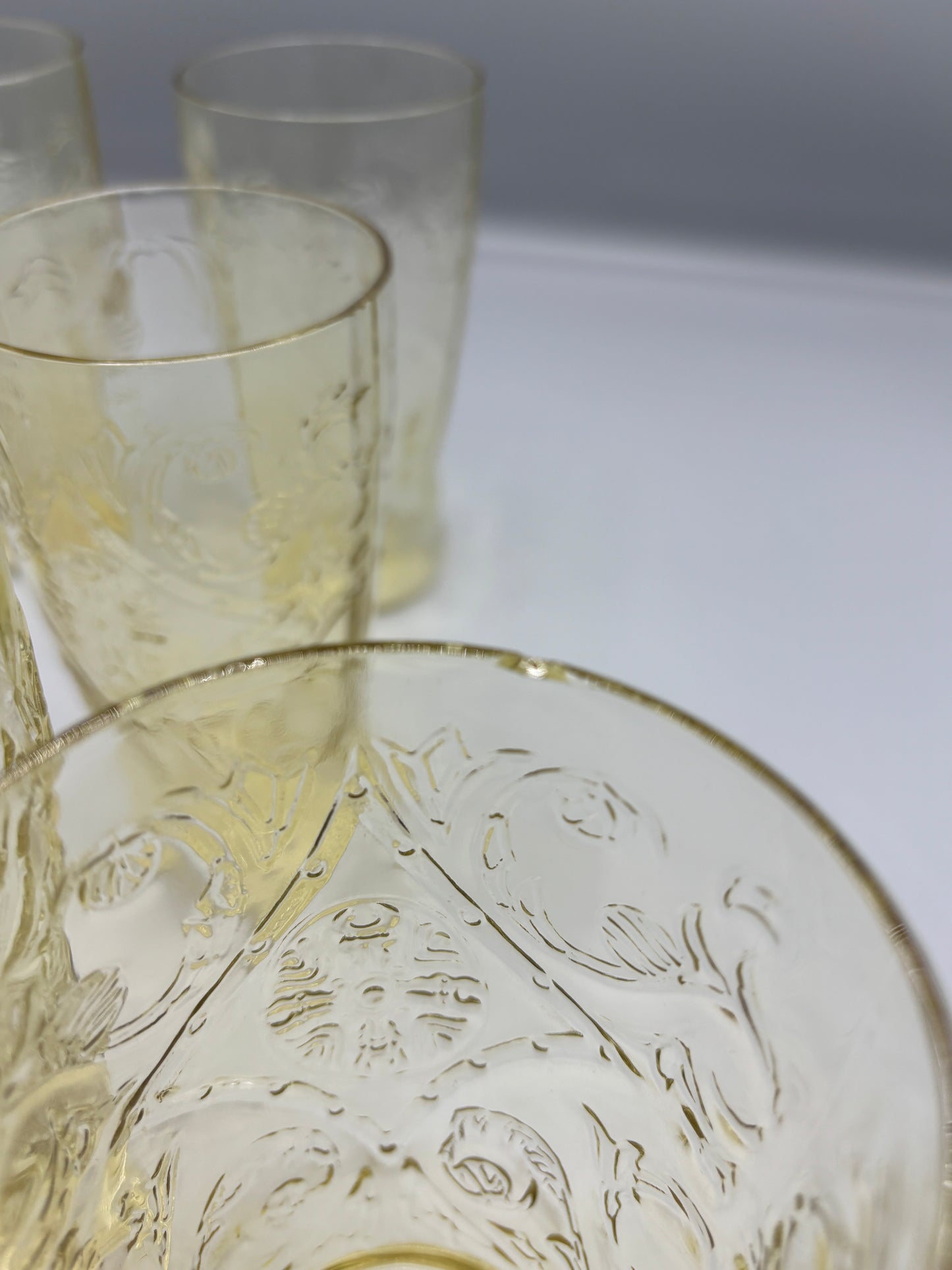 Amber Federal glass Madrid Pattern tumblers