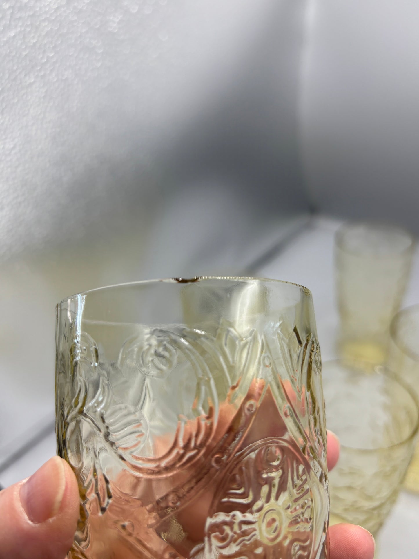 Amber Federal glass Madrid Pattern tumblers