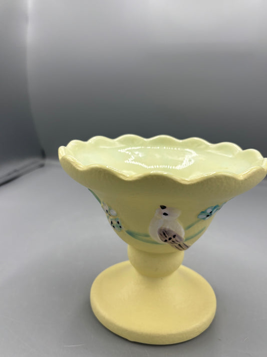 Yellow Hull art pottery Serenade pattern compote dish