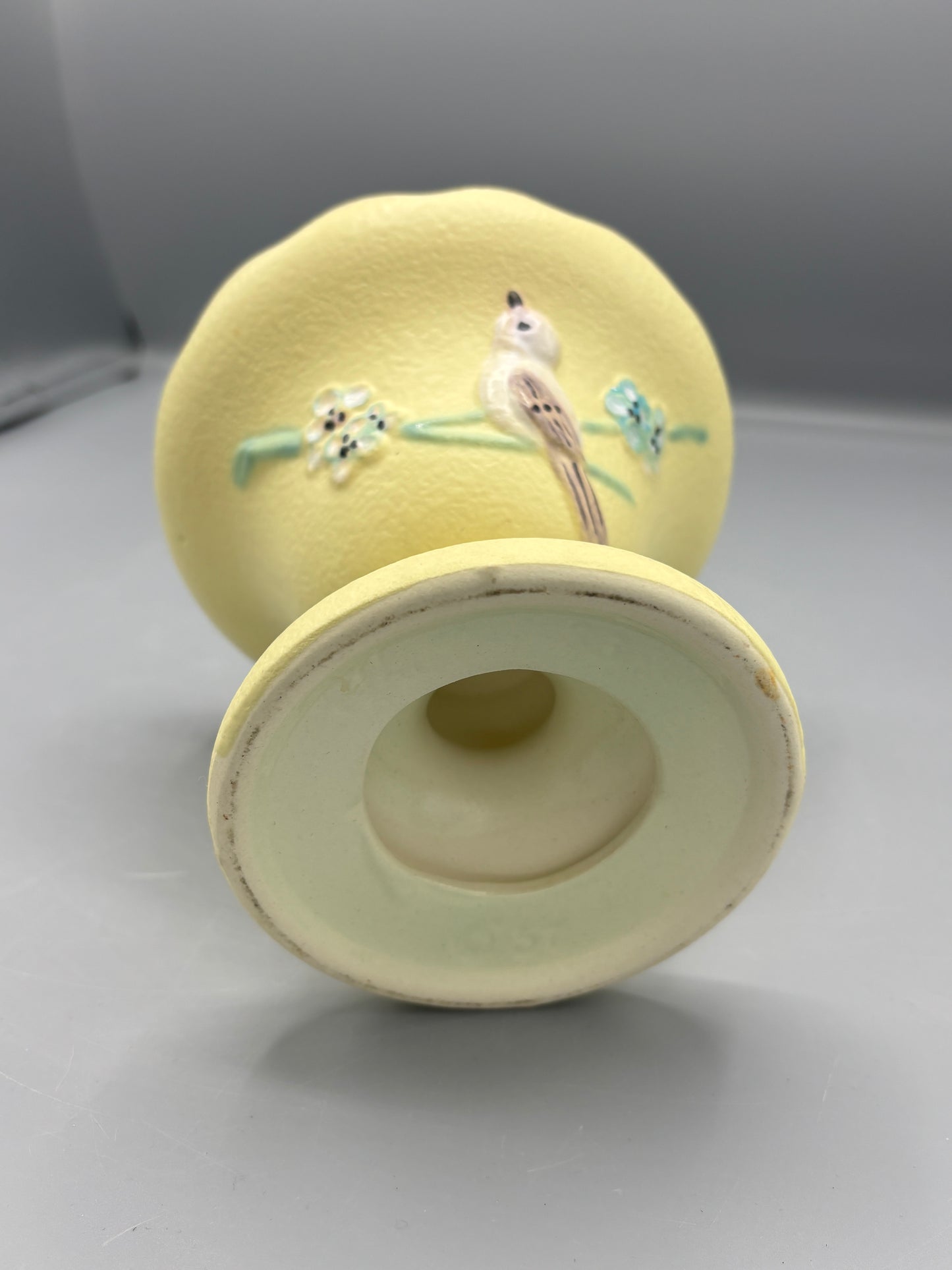 Yellow Hull art pottery Serenade pattern compote dish