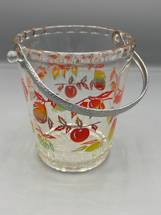 Vintage glass ice bucket with fruit decor