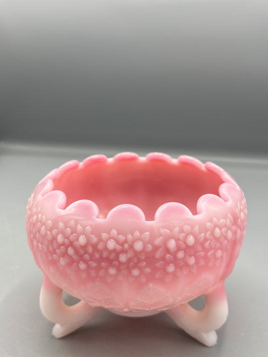 Fenton Rosaline Pink footed Rose bowl