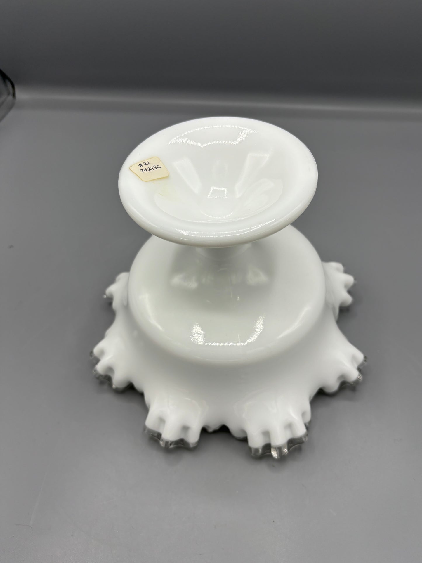 Fenton silver crest milk glass compote