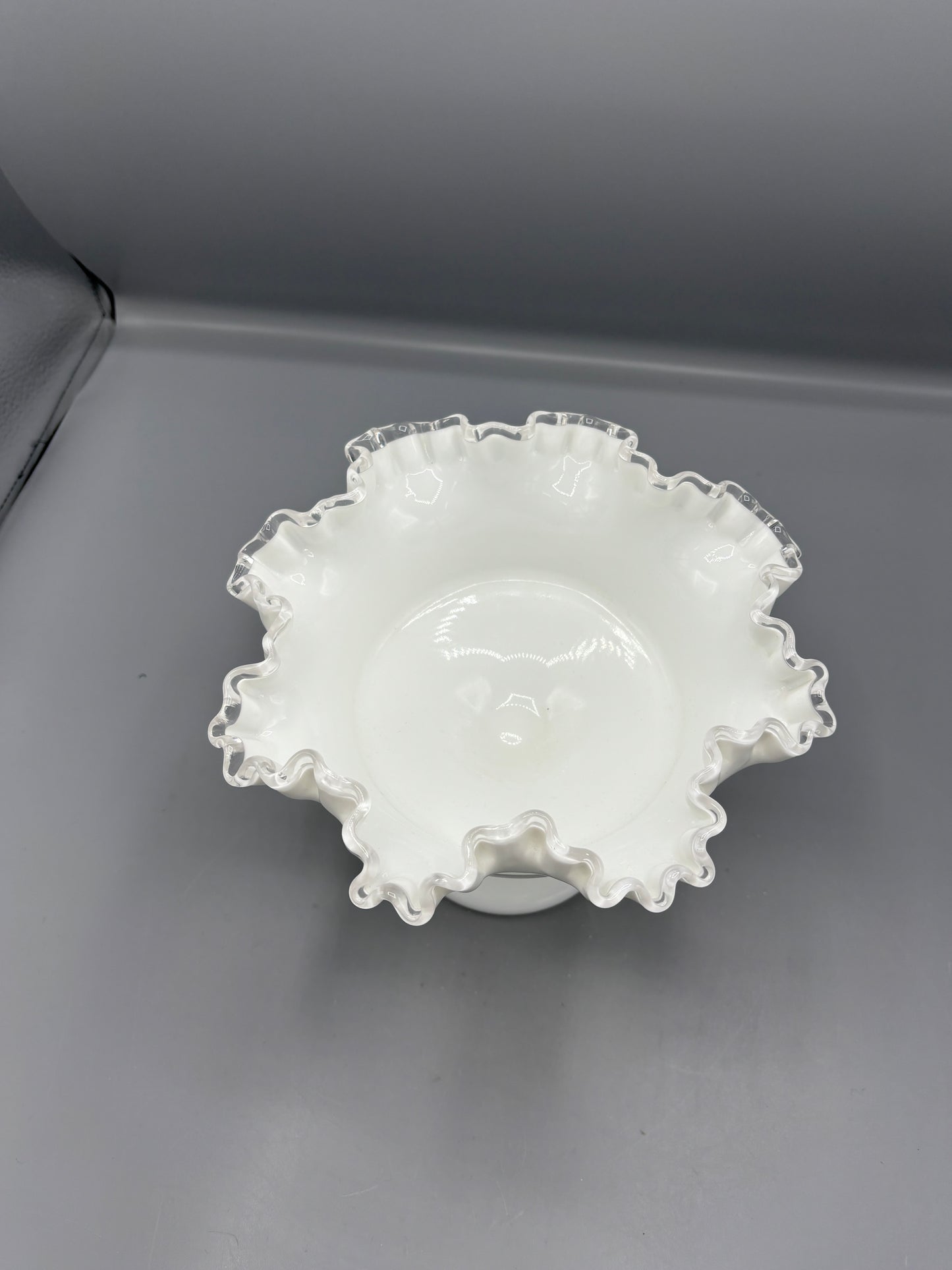 Fenton silver crest milk glass compote