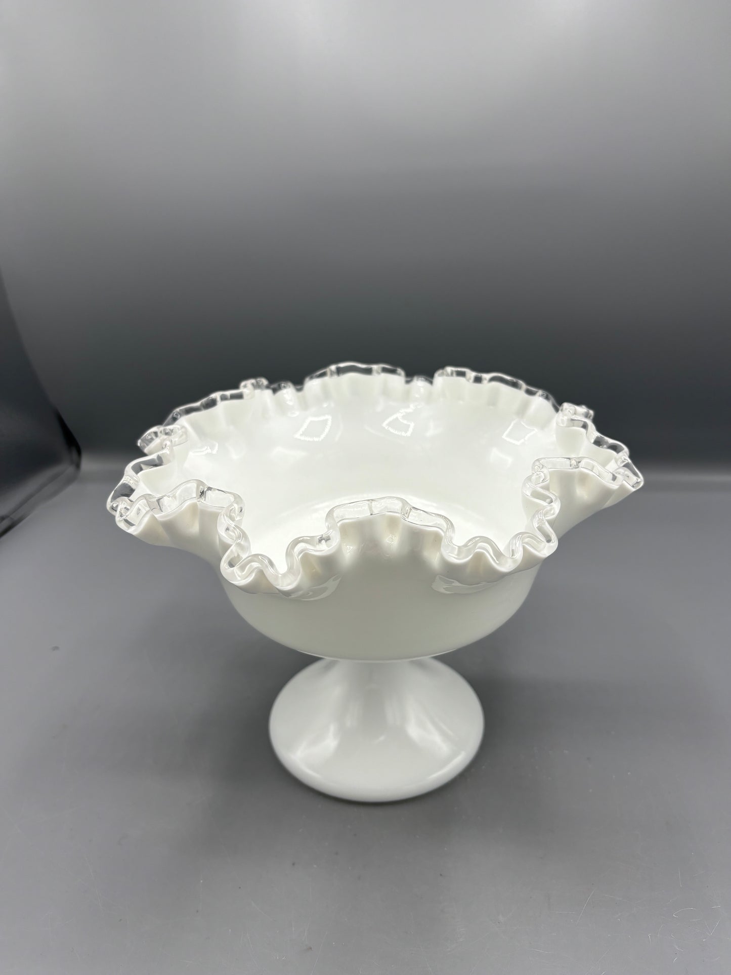 Fenton silver crest milk glass compote