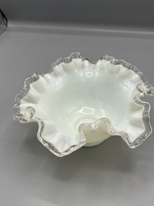 Silver Crest milk glass bowl