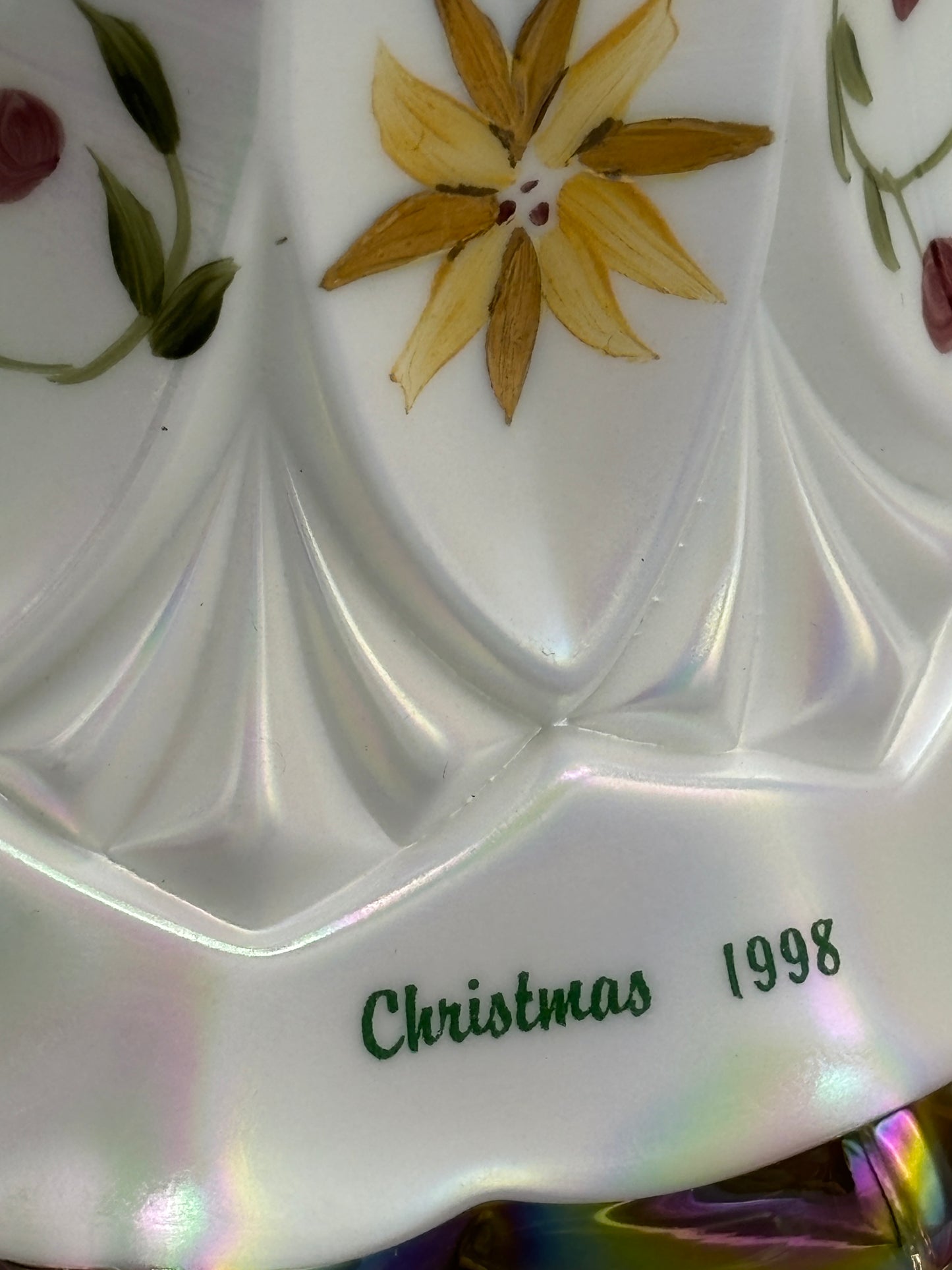 Vintage Fenton art glass iridescent Christmas bell