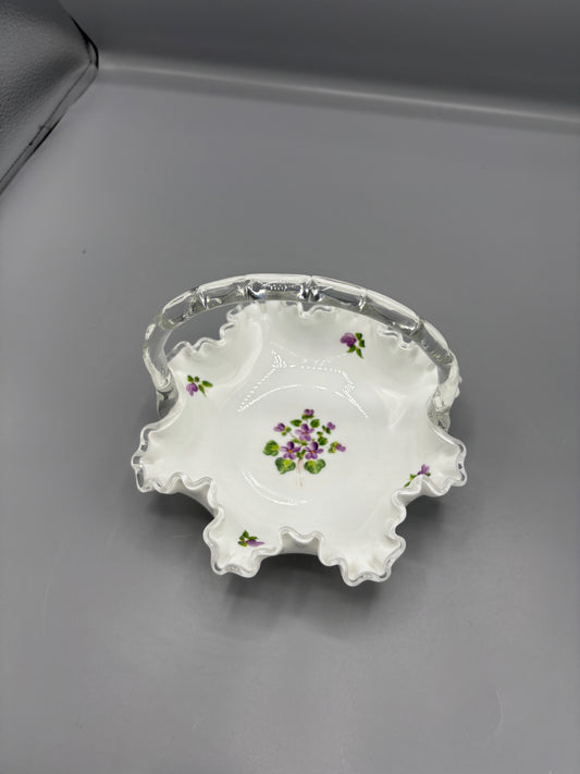 Fenton Violets in the snow bride basket