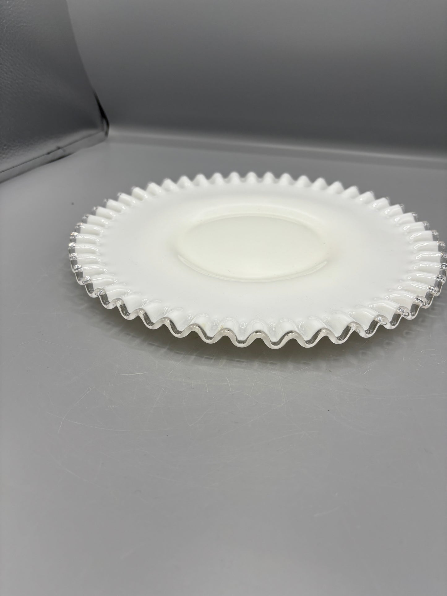Fenton silver crest milk glass plate