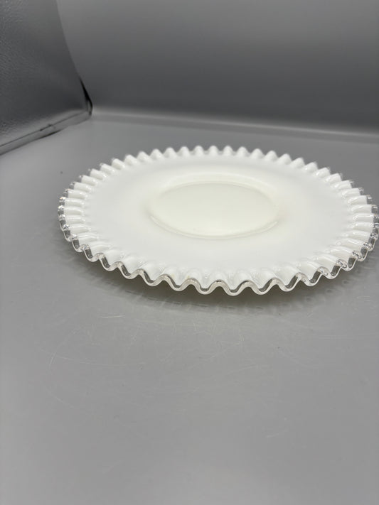 Fenton silver crest milk glass plate