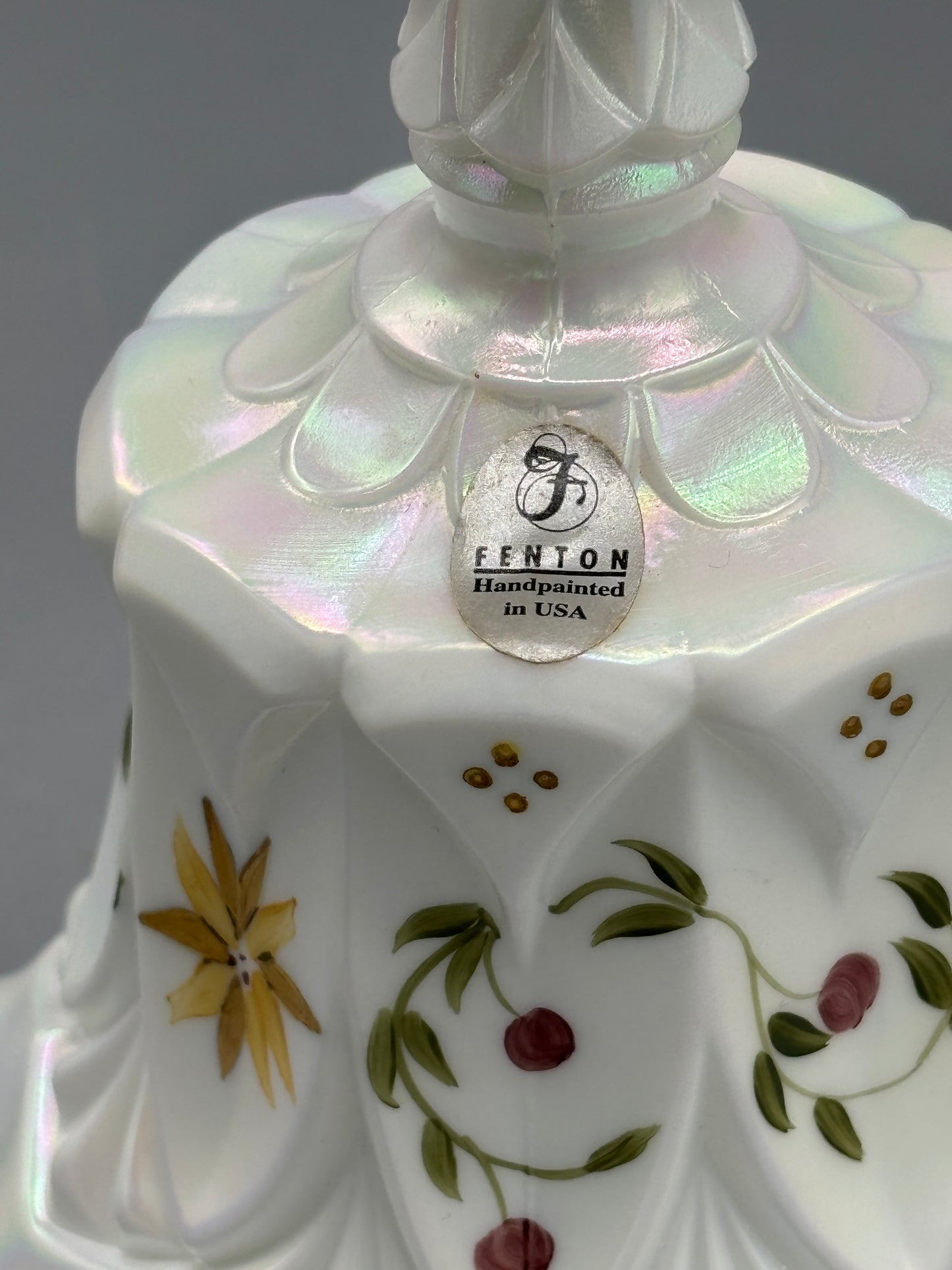 Vintage Fenton art glass iridescent Christmas bell