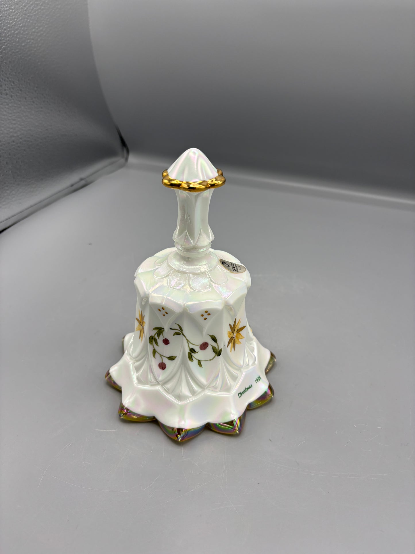 Vintage Fenton art glass iridescent Christmas bell