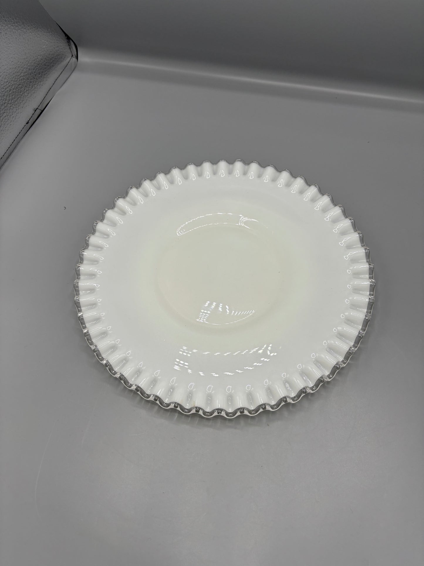 Fenton silver crest milk glass plate