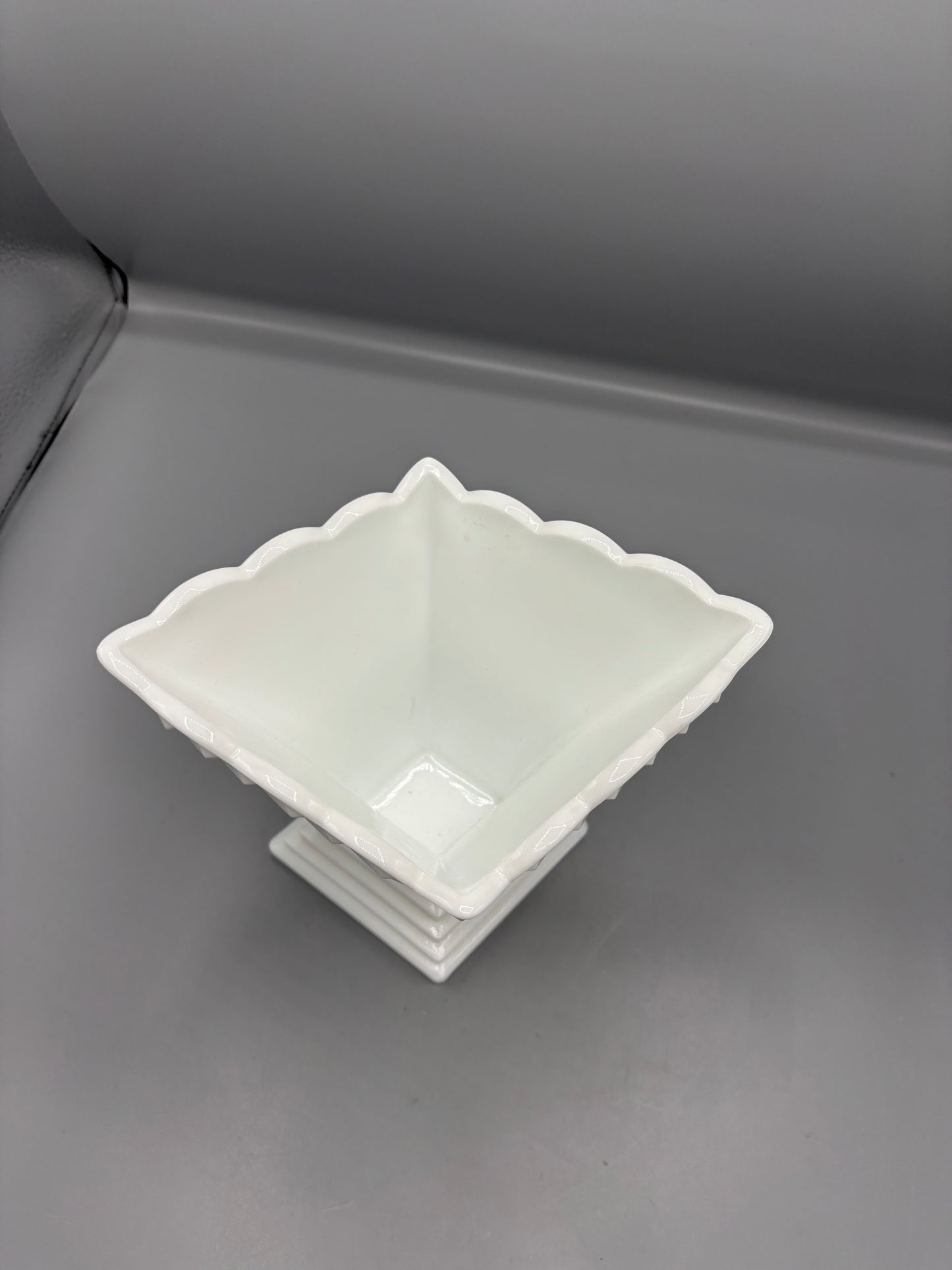 Fenton white glass art deco vase