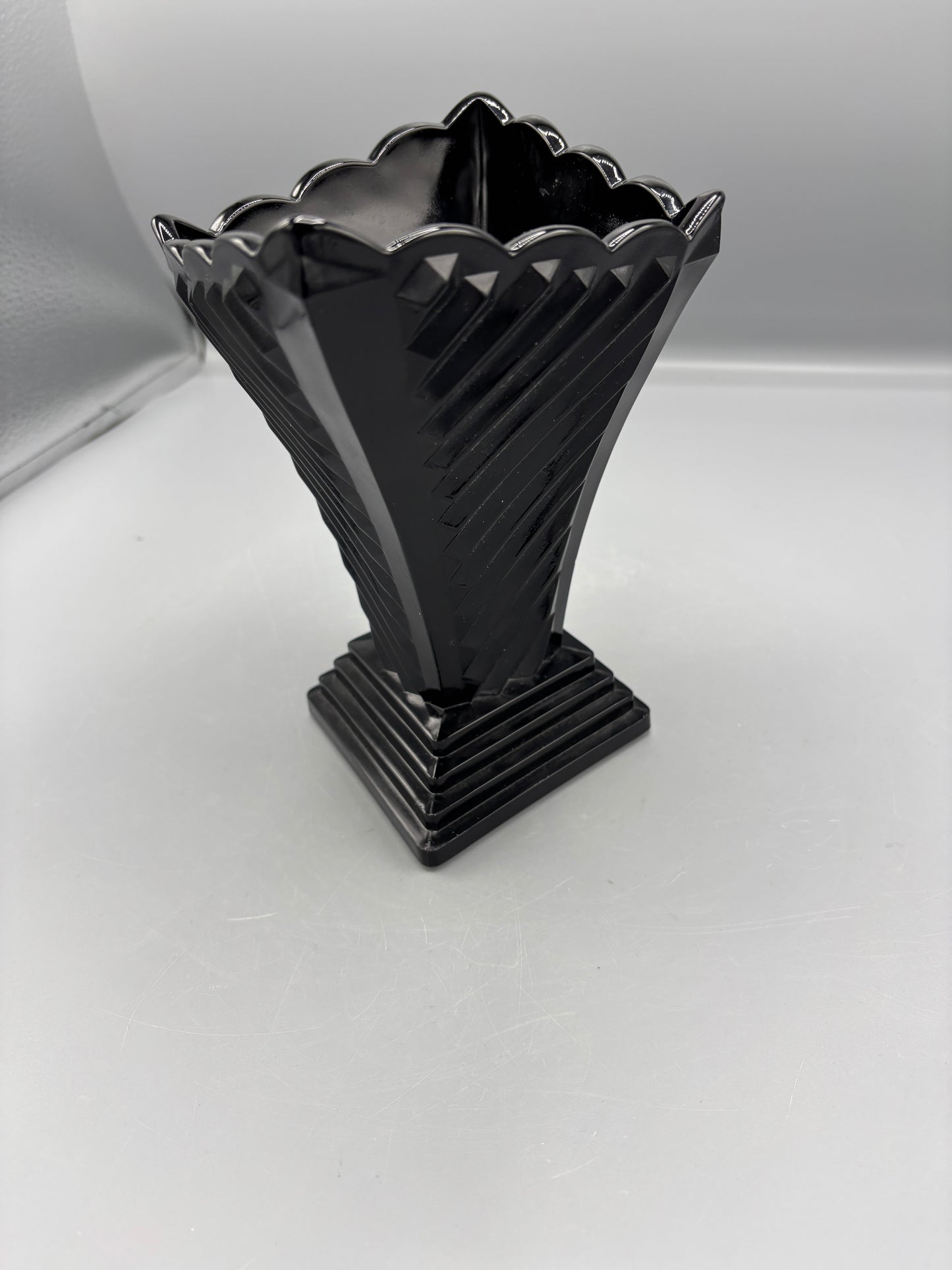 Fenton black glass art deco  vase