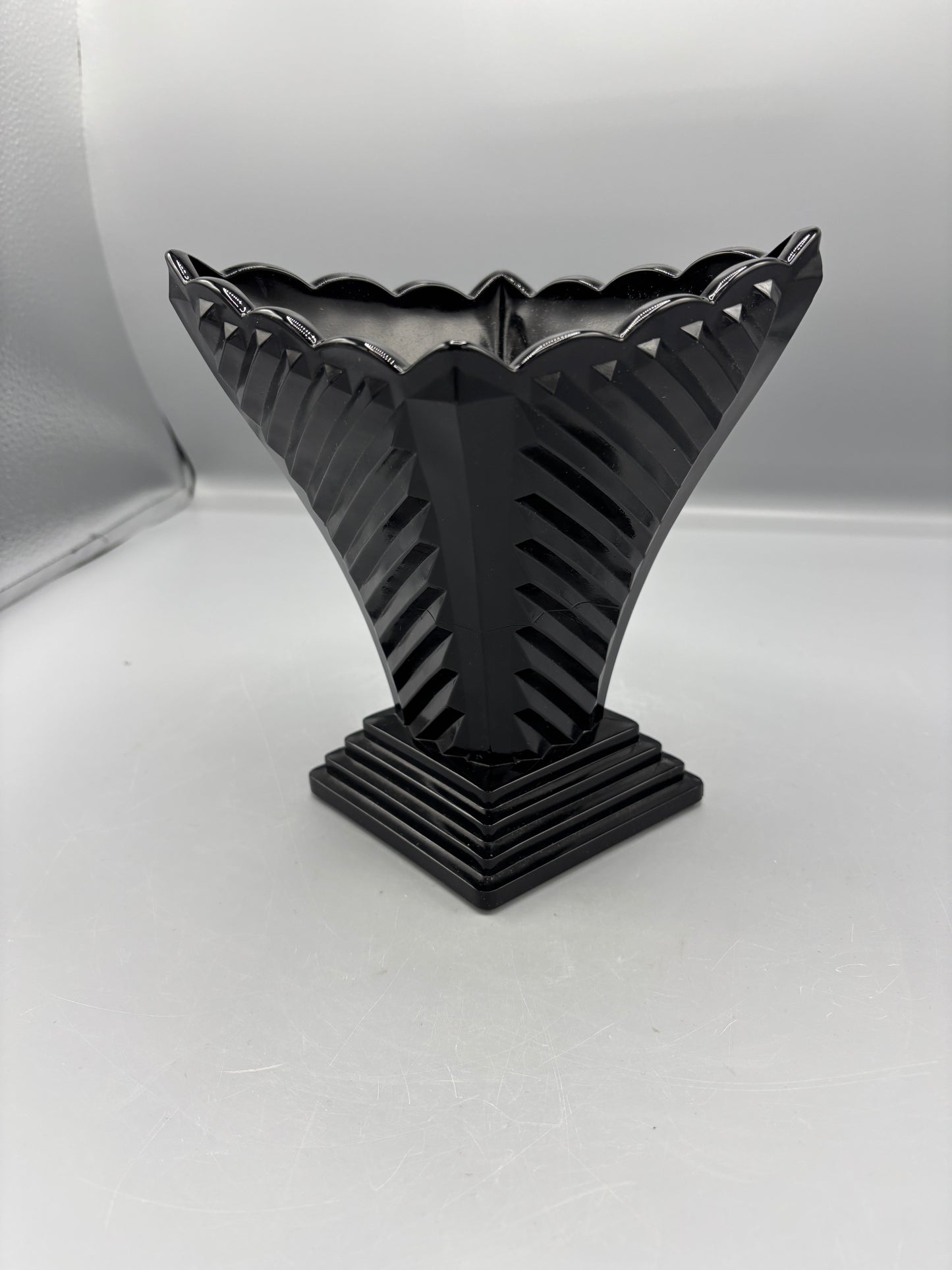 Fenton black glass art deco  vase