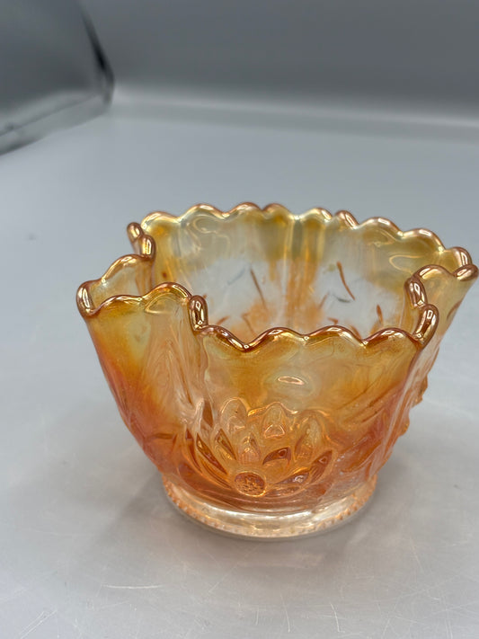Fenton Marigold Carnival glass Lilys Cat tail whimsey band
