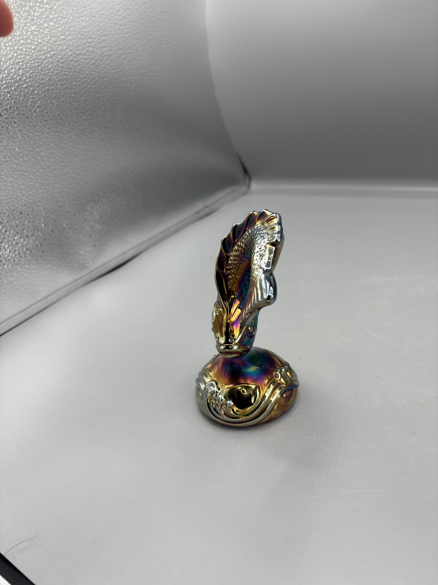 Vintage Fenton Carnival glass iridescent Koi Fish