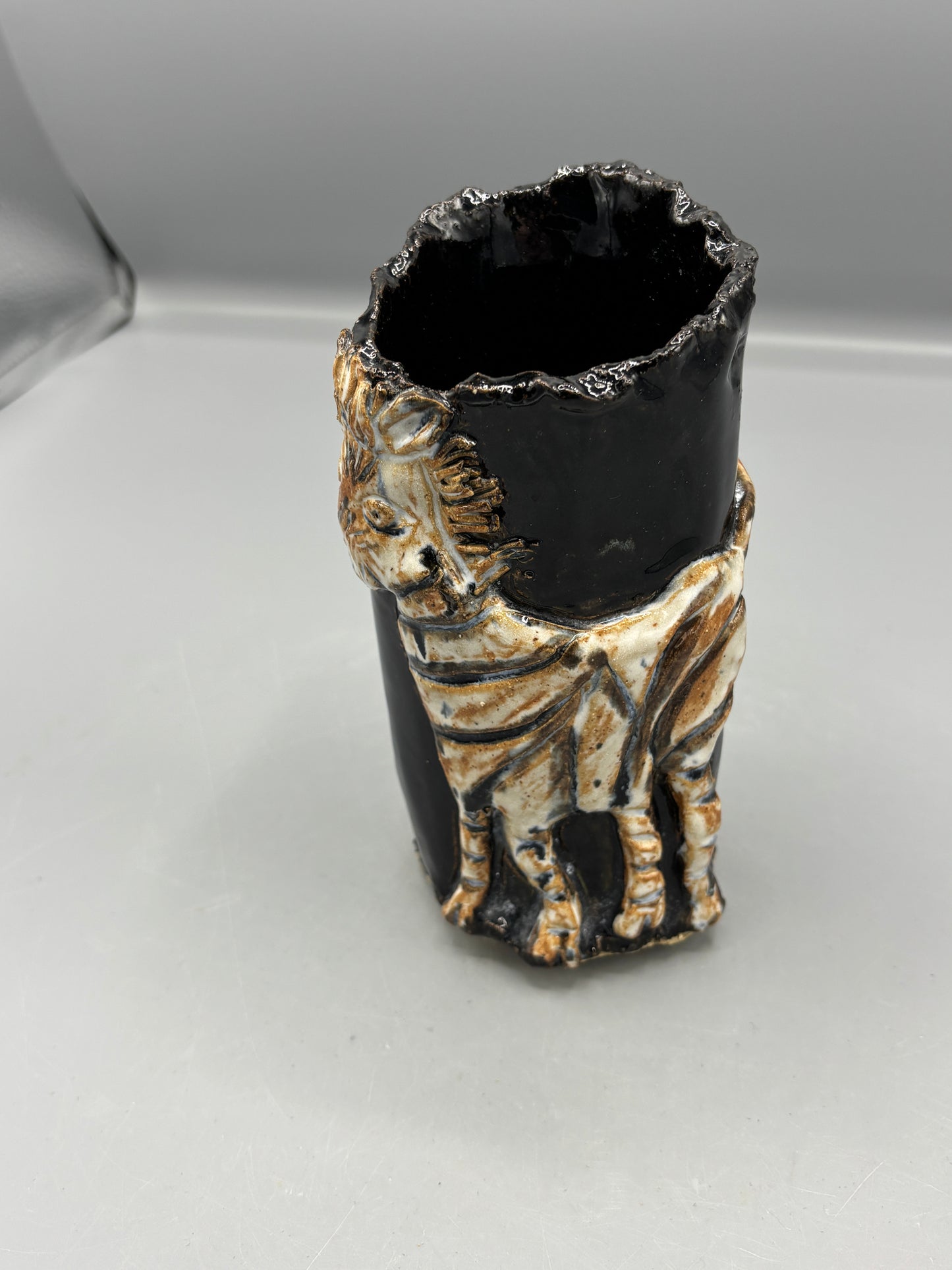 Contemporary ceramic vase with zebra