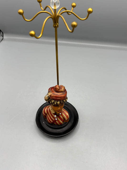 Mid century figure chalkware boy jewelry stand