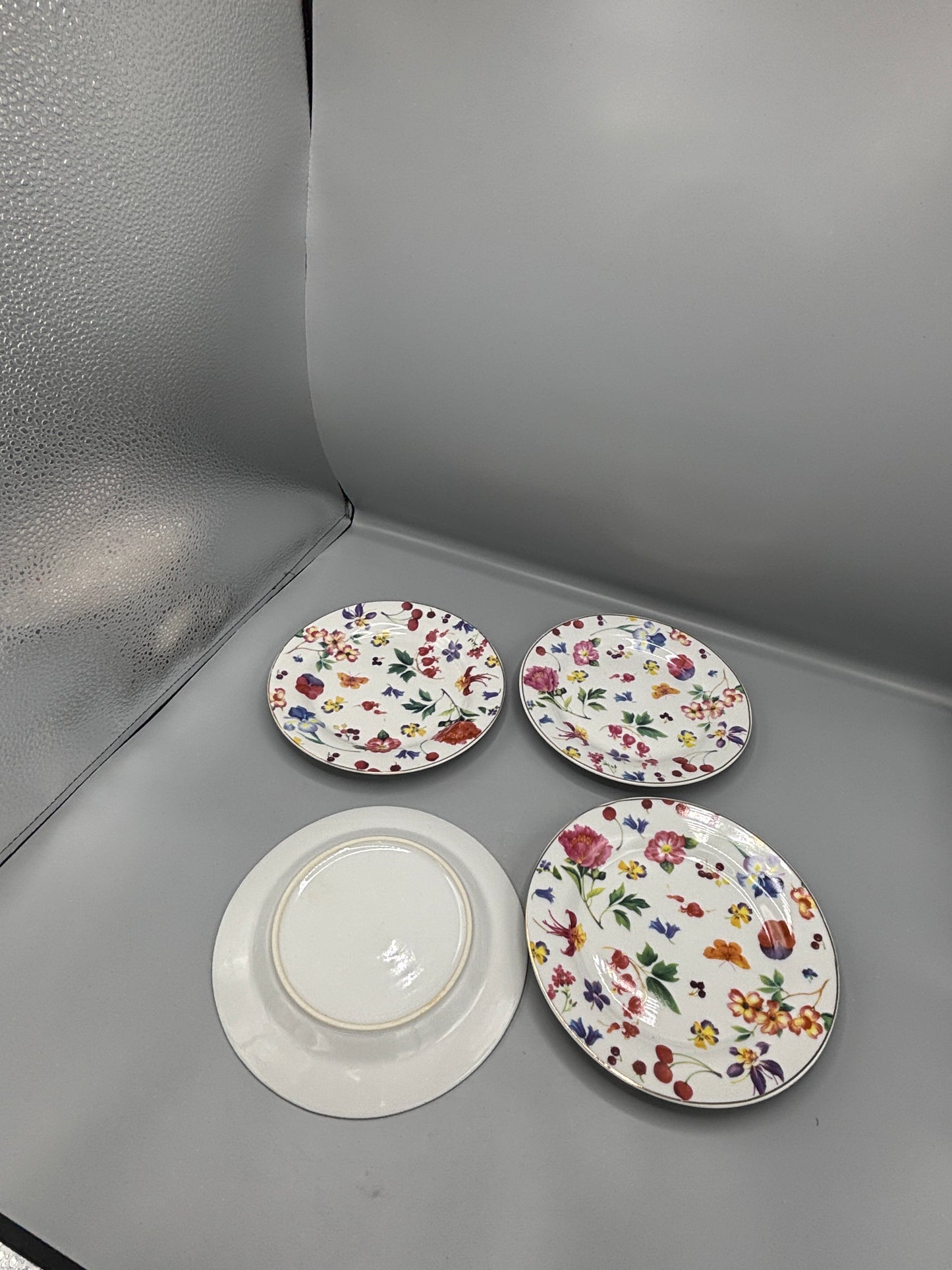 Vintage floral chintz dessert plates