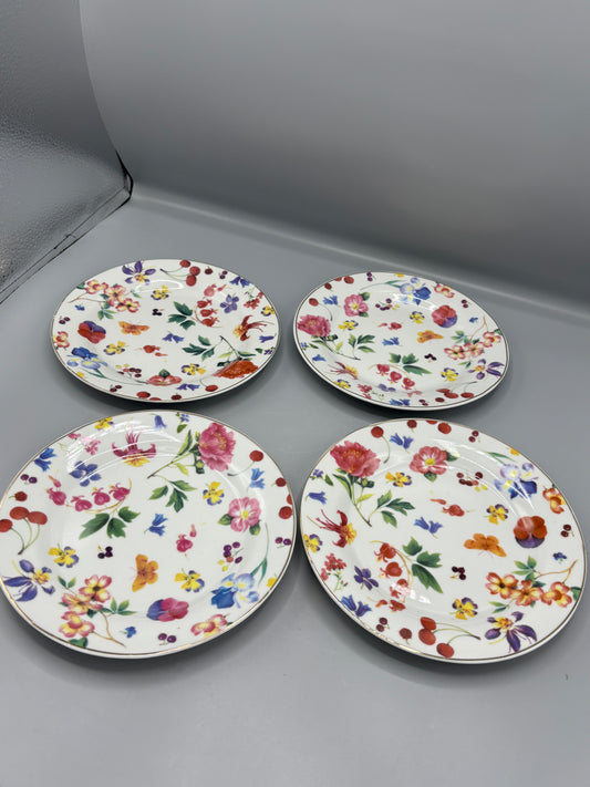 Vintage floral chintz dessert plates