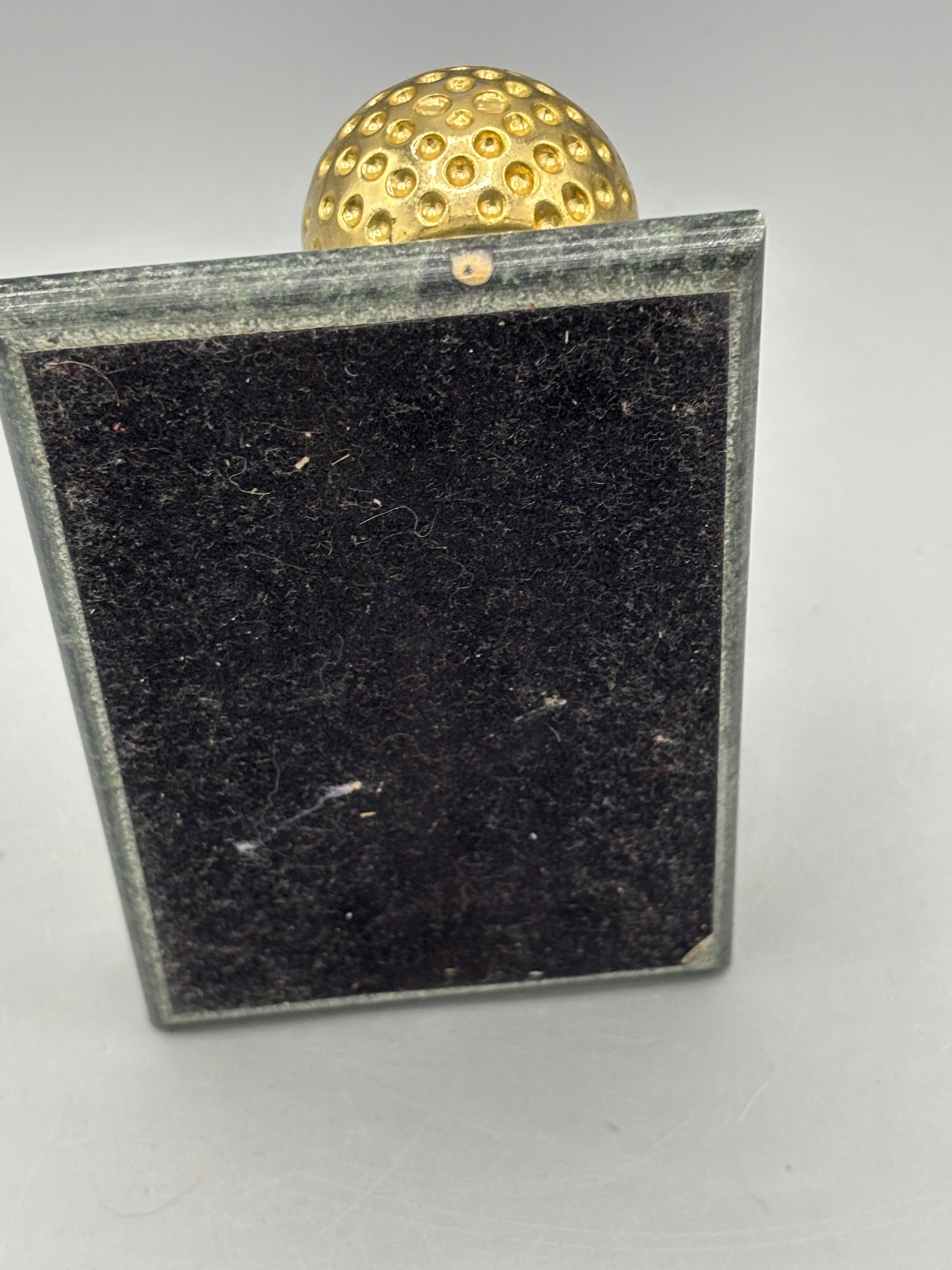 Vintage green marble & brass golf card holder