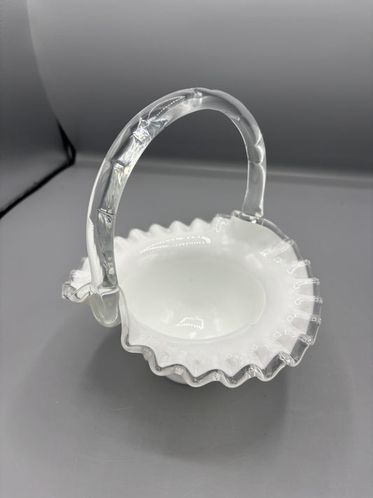 Fenton silver crest ruffled bride basket
