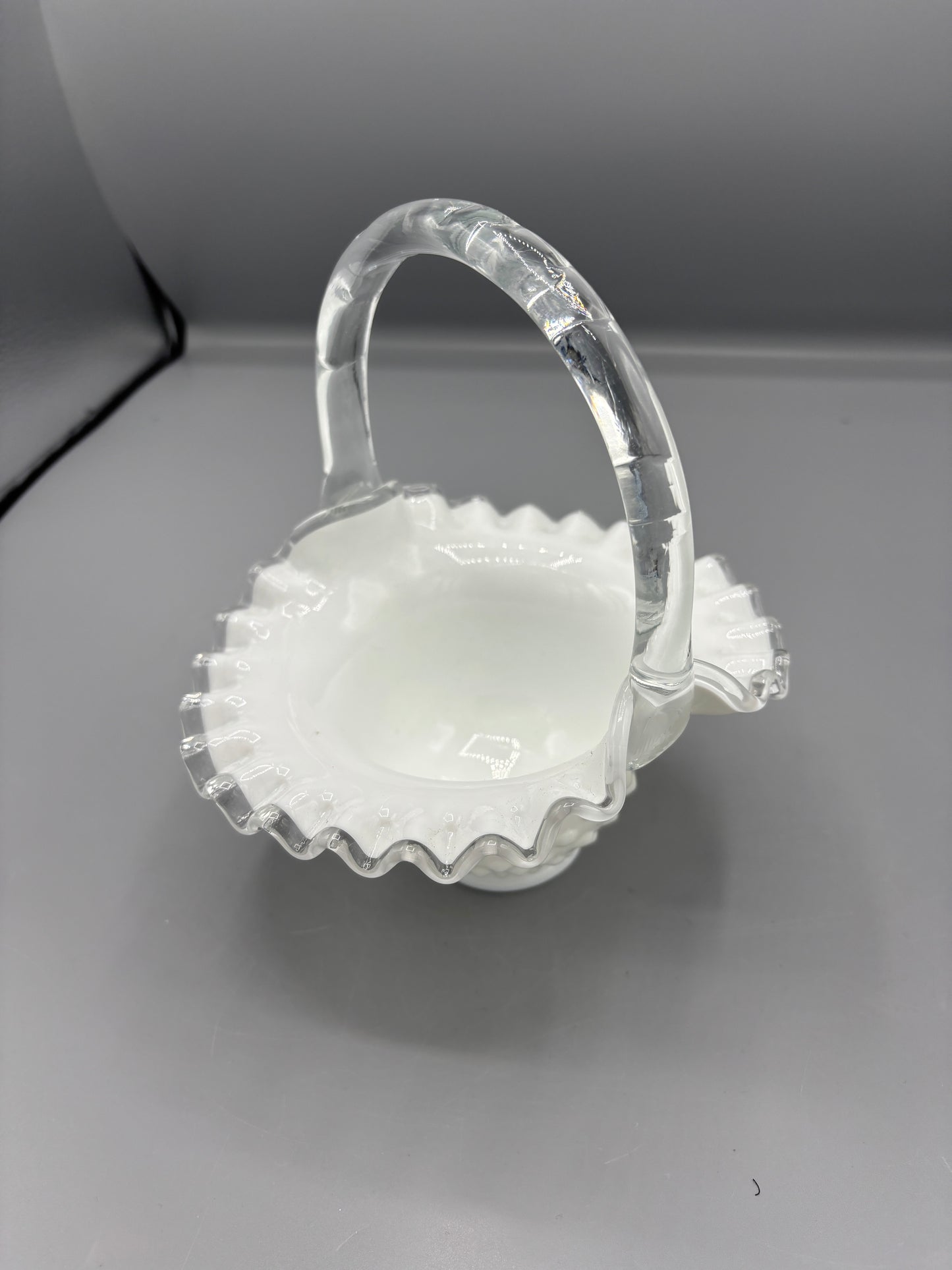 Fenton silver crest ruffled bride basket