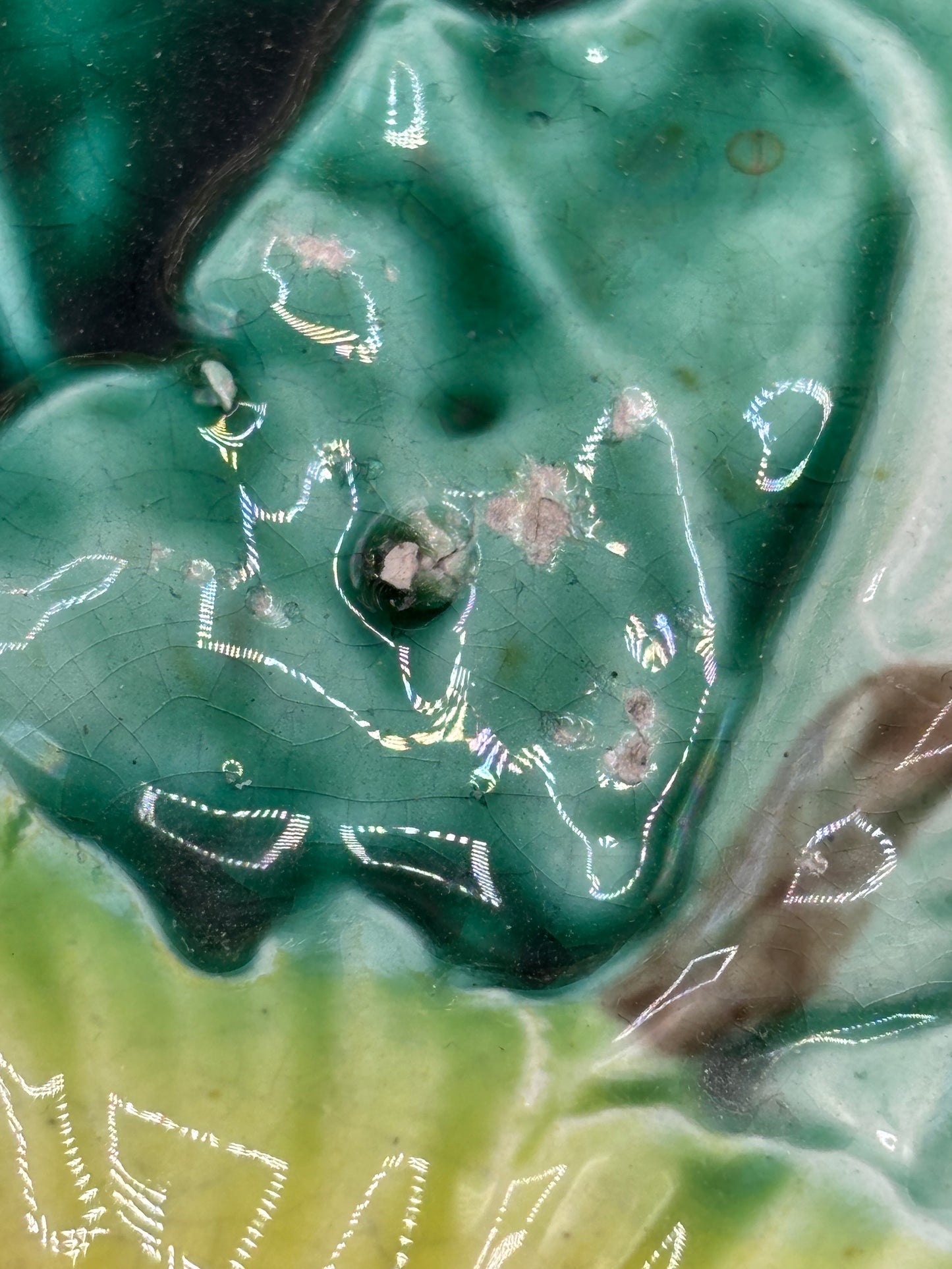 Majolica Morning Glory footed compote bowl