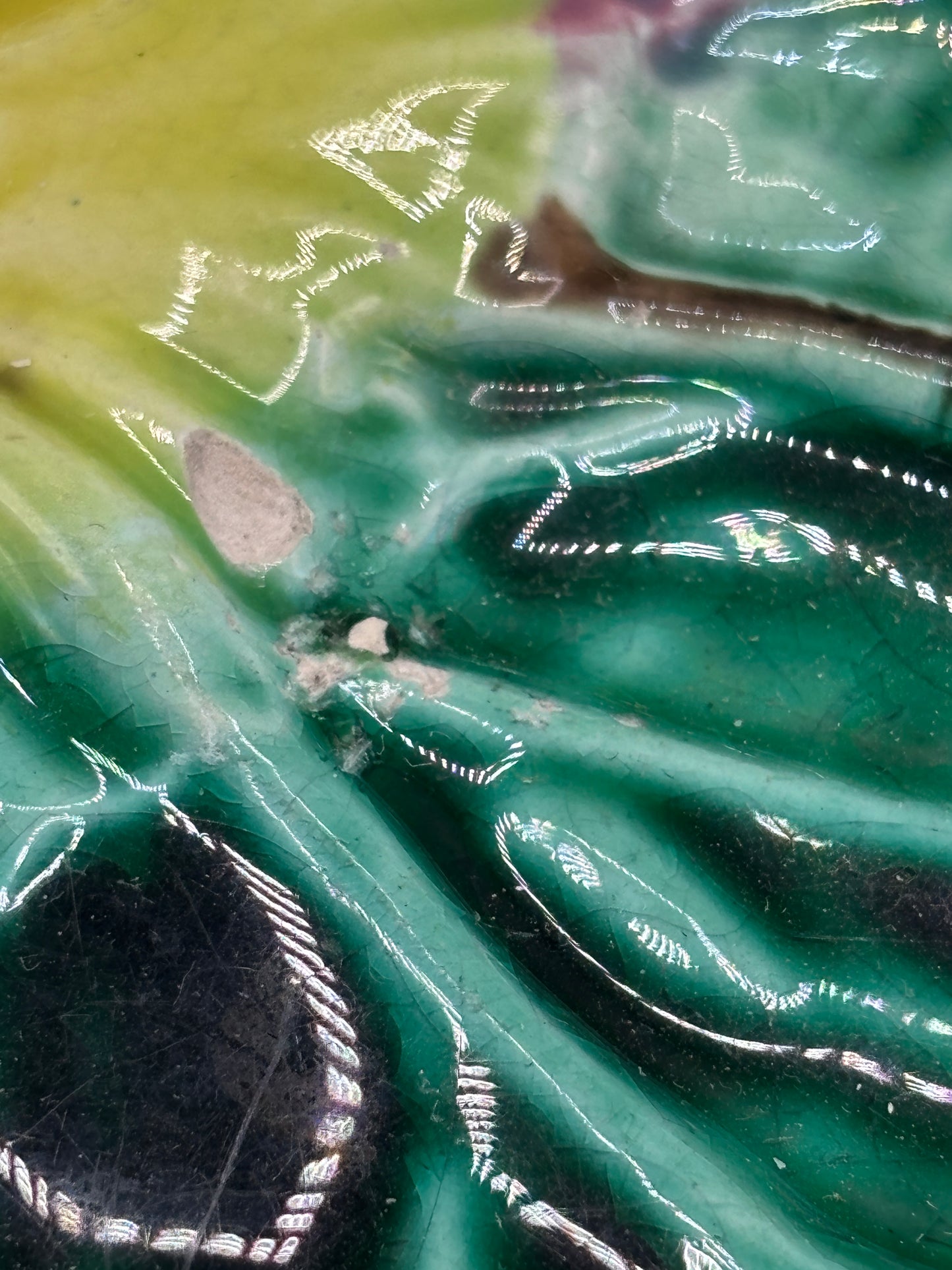 Majolica Morning Glory footed compote bowl