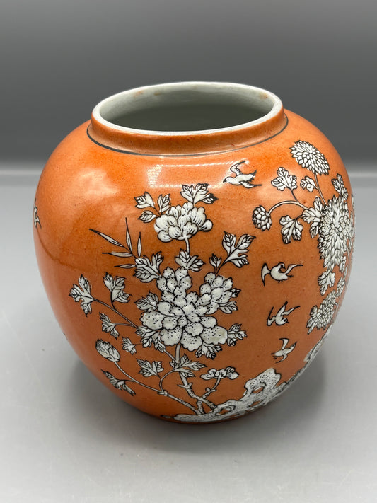 Vintage hand painted porcelain ginger jar