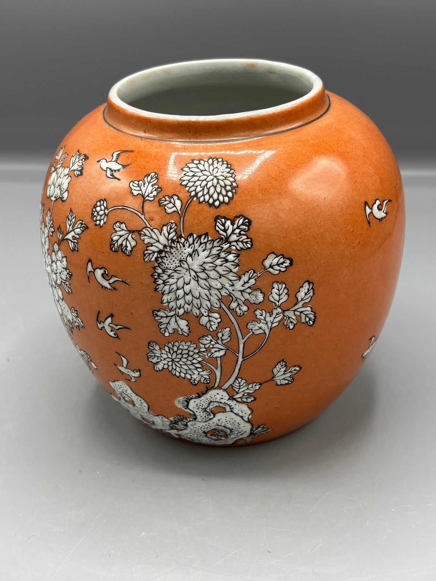 Vintage hand painted porcelain ginger jar