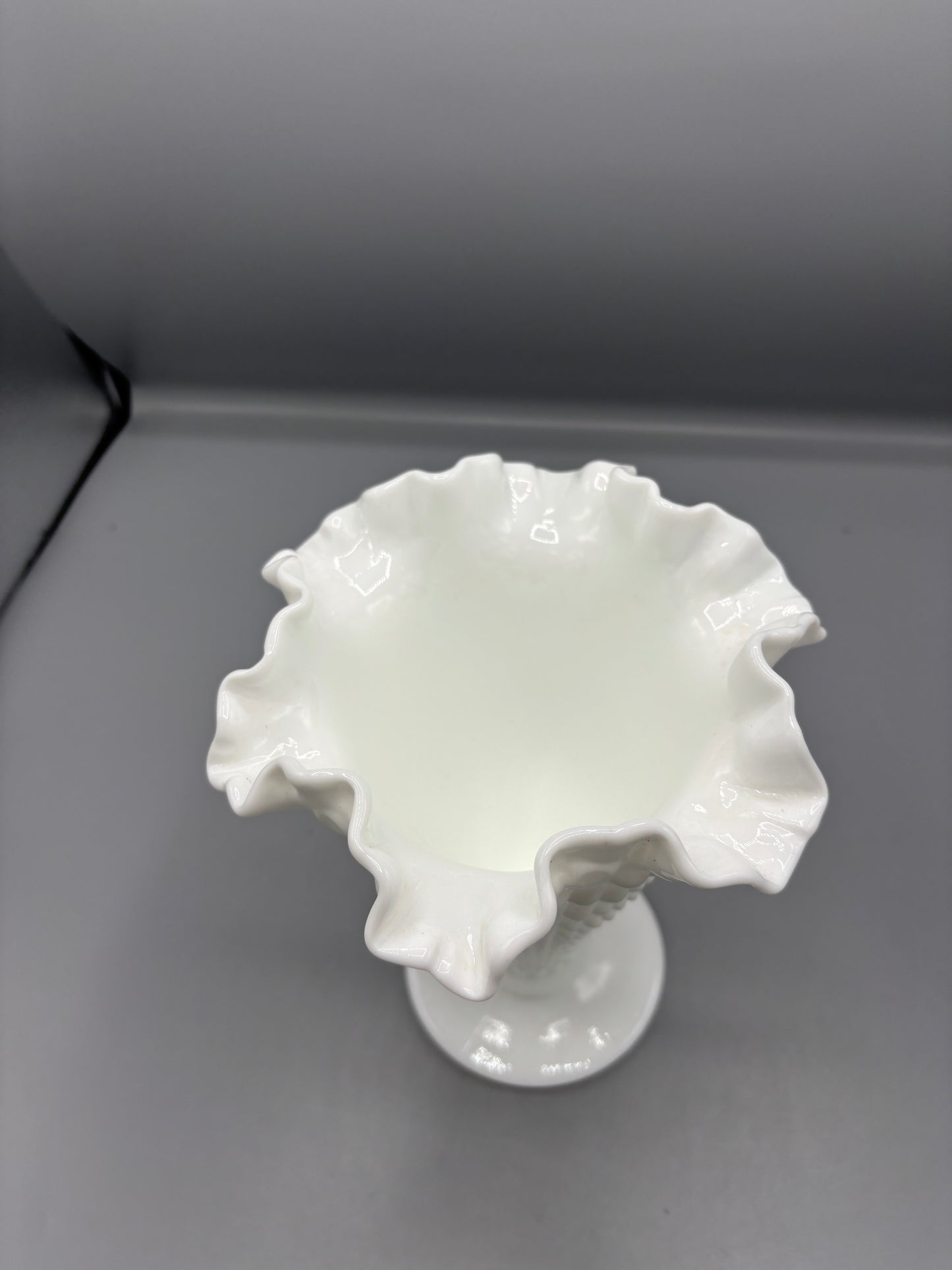 Vintage Fenton hobnail milk glass vase