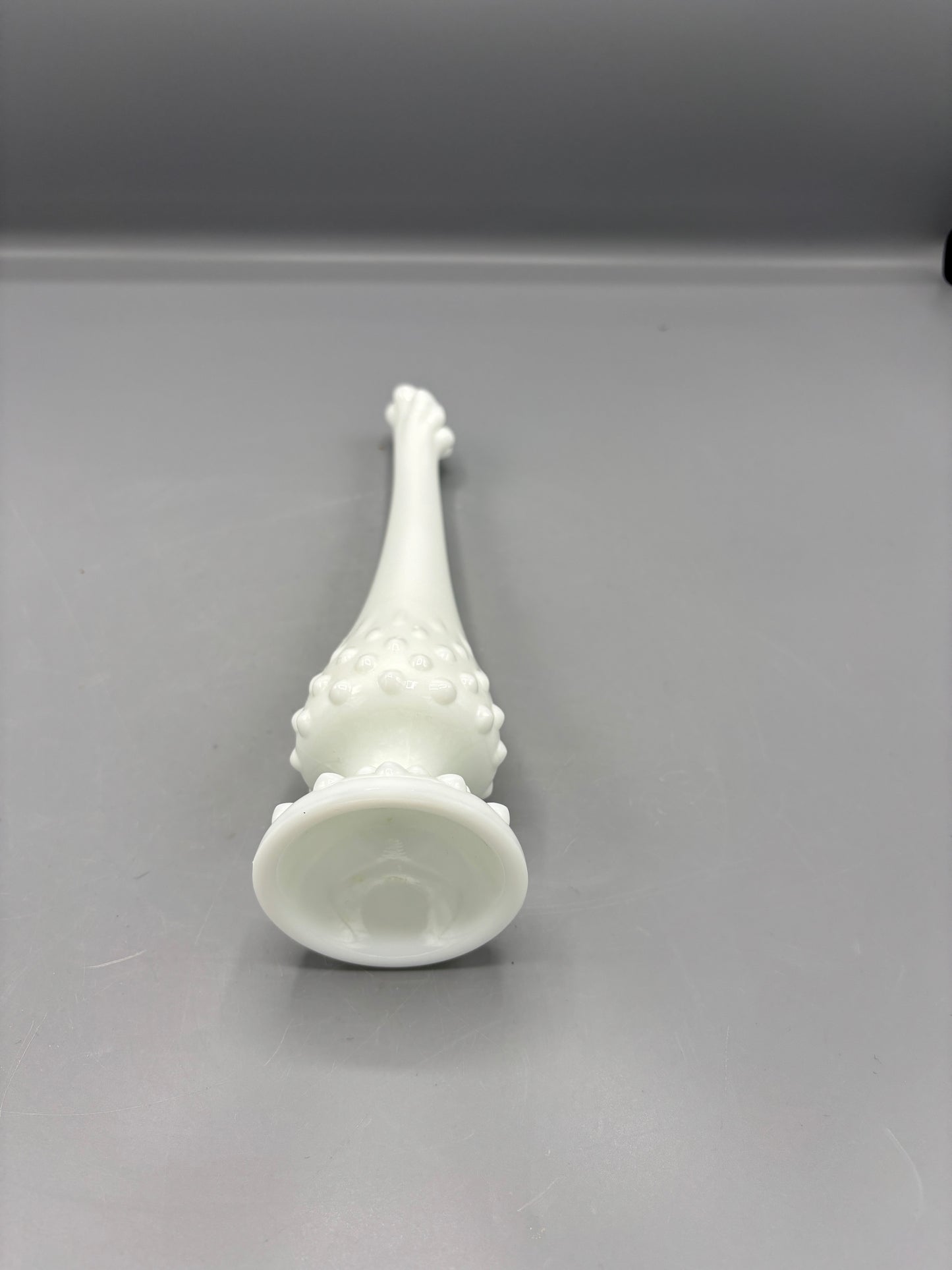 White Fenton hobnail milk glass Swung bud vase