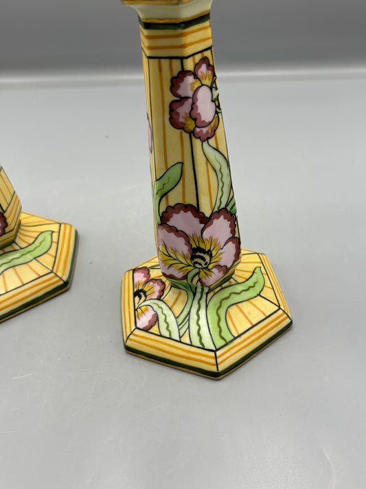 Vintage Nippon ceramic candle holder pair