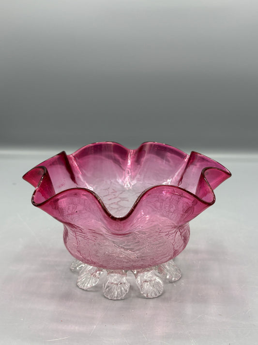 Vintage Victorian Cranberry glass bowl