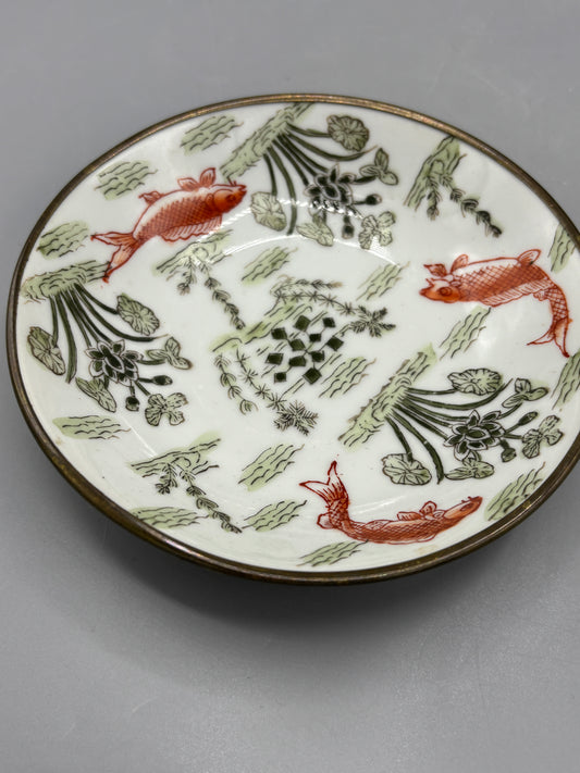 Vintage Asian gold fish plate